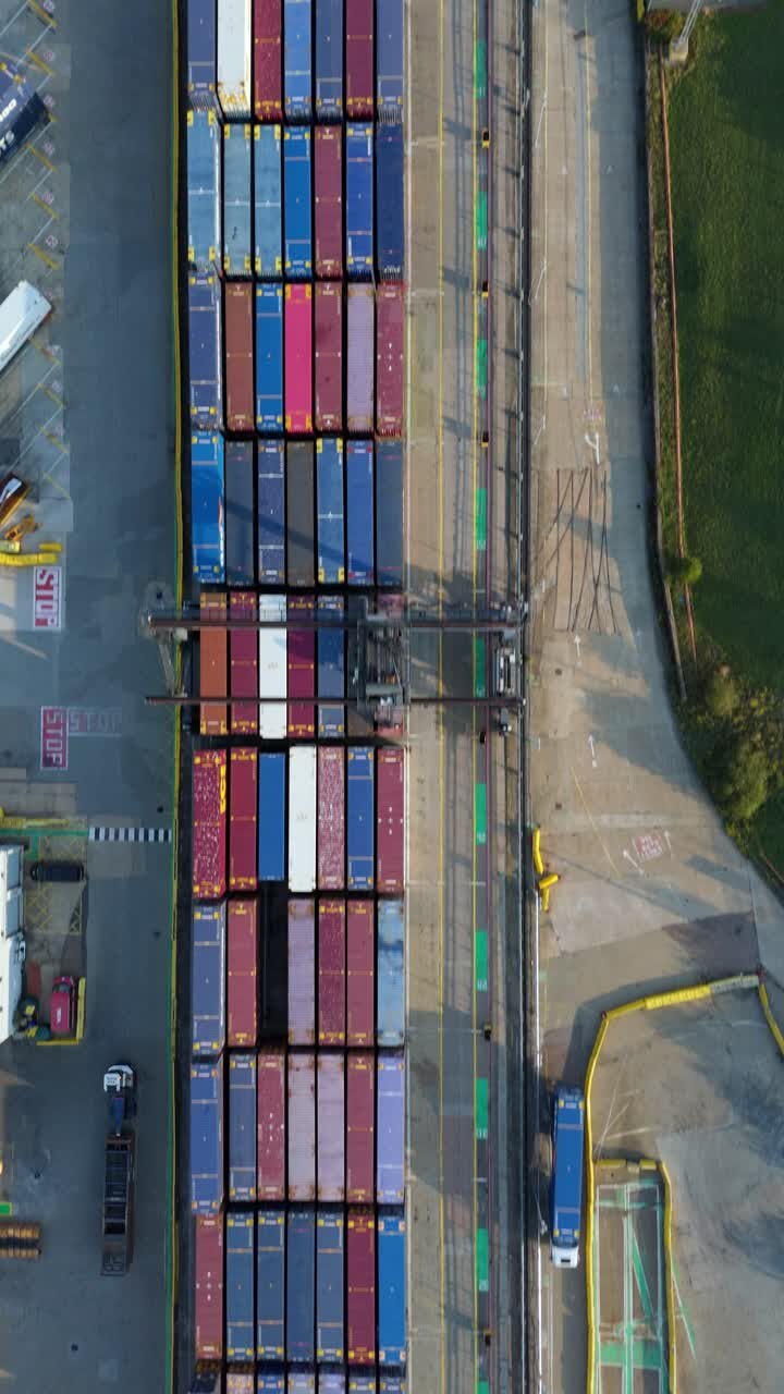 Cinematic Drone Video of Industrial Port Infrastructure With Cargo Operations Import Export Activity Along Thames Dartford UK