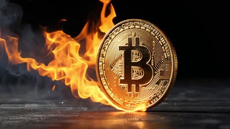 burning bitcoin: symbol of volatility