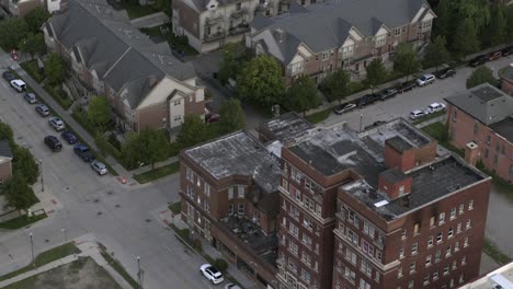 aerial view of homes near downtown detroit