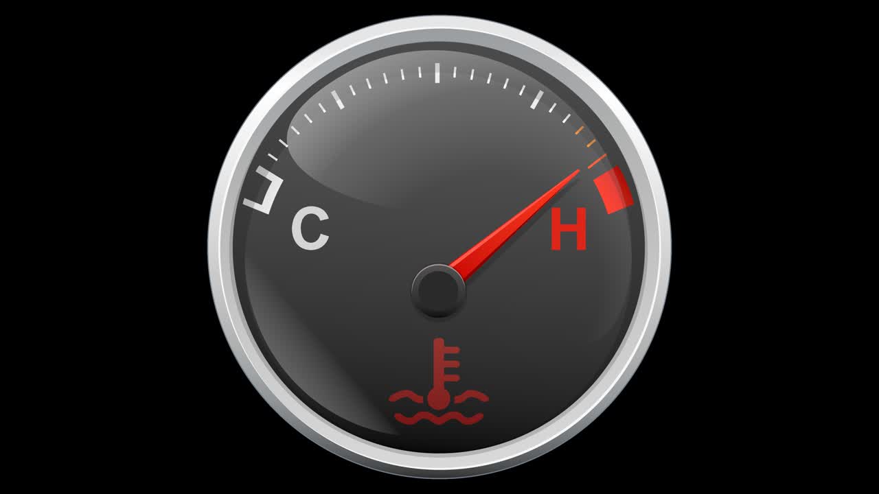 medidor de temperatura del motor que aumenta hasta que el vehículo se sobrecalienta con el canal alfa