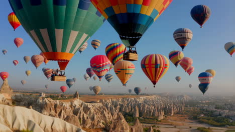 colorful hot air balloons over cappadocia's unique landscape