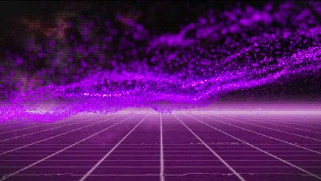 Animation-Von-Violettem-Netz-Und-Datenverarbeitung-über-Gitter