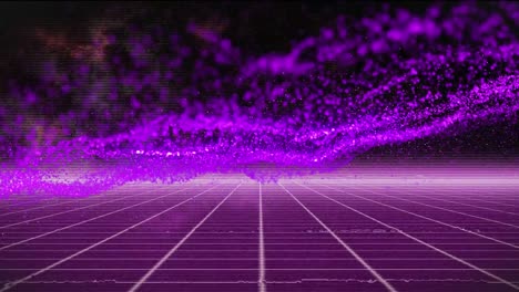 animation of purple mesh and data processing over grid