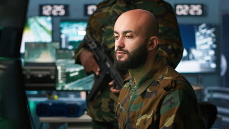 soldiers managing combat load equipment before warfare assault mission