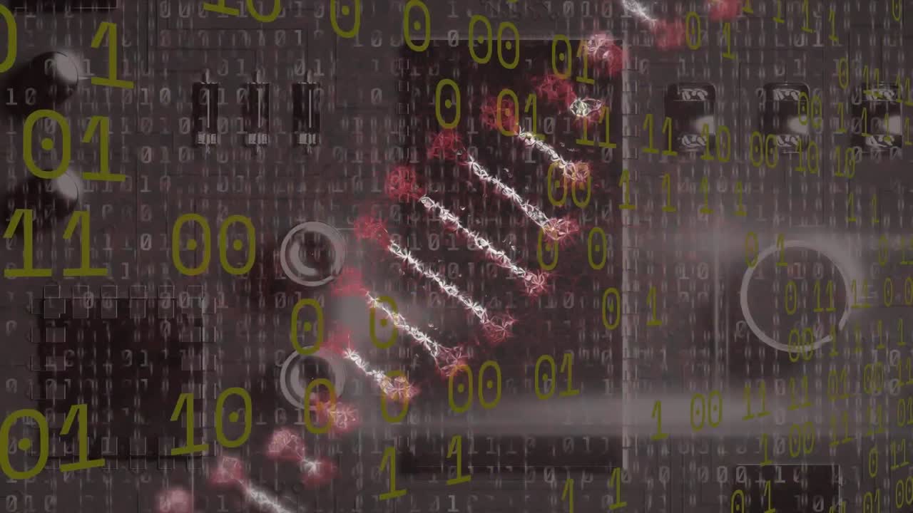 animación del procesamiento de datos y la cadena de adn sobre la placa de computación