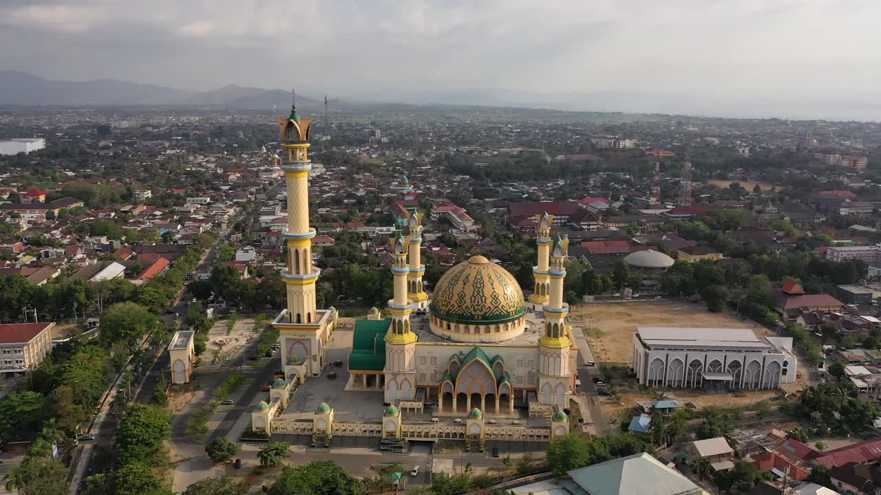 Panoramic View Of Islamic Center Nusa Tenggara Barat In Mataram, Indonesia During Daytime - Aerial Drone Shot