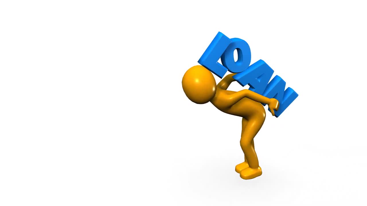 대출의 부담에 대한 개념적 애니메이션