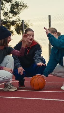 friends playing basketball