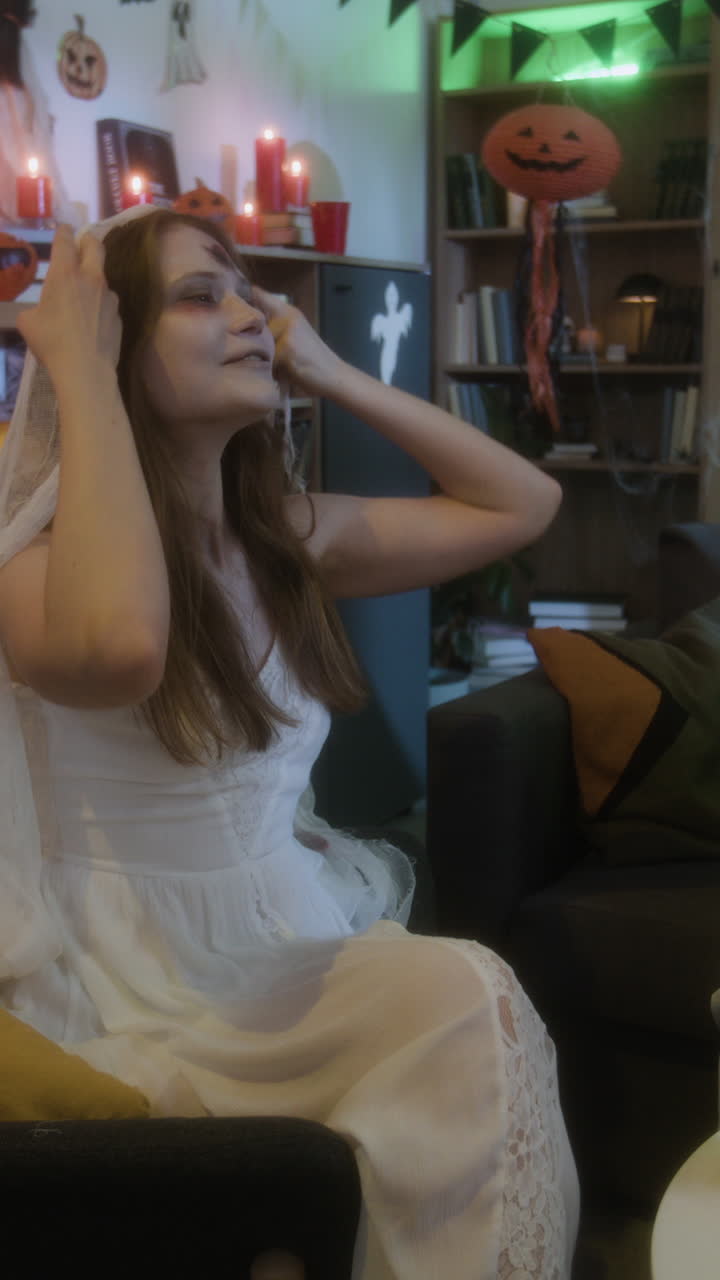 Halloween party with friends in costume