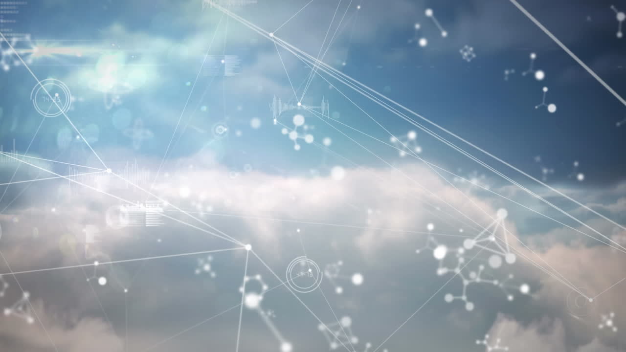 Animation of molecules floating with networks of connections