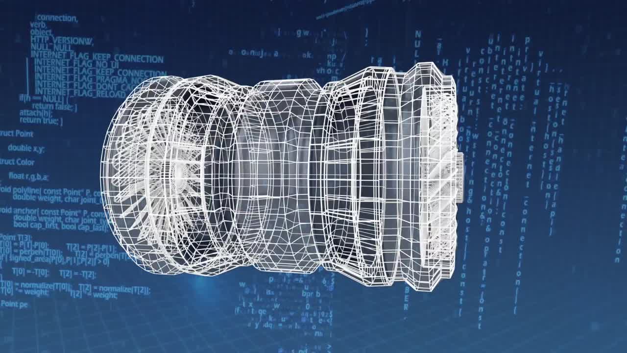 비행기 터빈의 3d 디지털 모델
