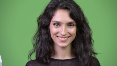 young beautiful woman with white mask