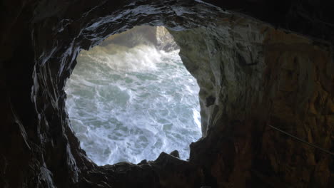 rosh hanikra grottoes with rough sea