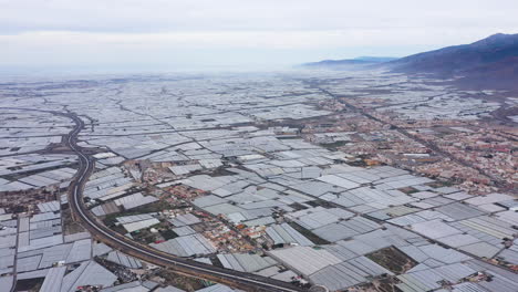 Greenhouses-of-Almeria-grow-much-of-Europe's-fruits-and-vegetables-aerial-shot