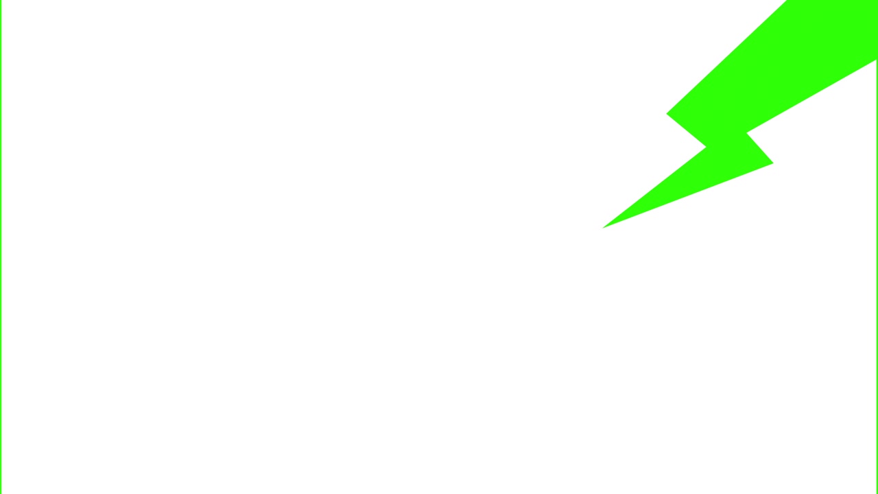 Fulmine verde animato che si espande su schermo verde