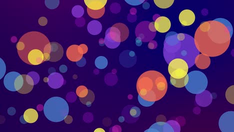 animación de círculos coloridos, burbujas, efecto bokeh. partículas flotantes abstractas, luces. fondo geométrico. papel tapiz en vivo en bucle. imágenes de stock animadas festivas, video 4k