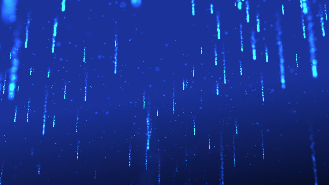 Abstract Blue Digital Particles Falling Down Seamless Loop