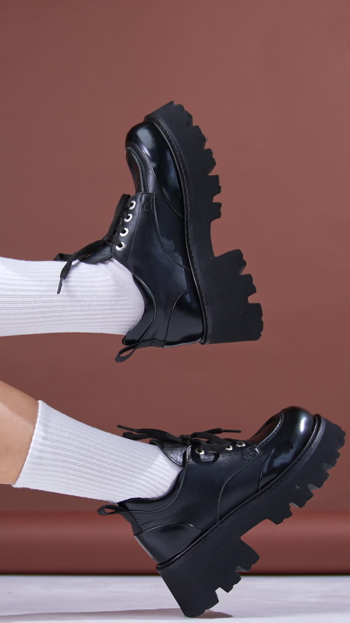 Stylish Black Platform Boots with White Socks