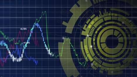 animación del procesamiento de datos sobre un fondo azul