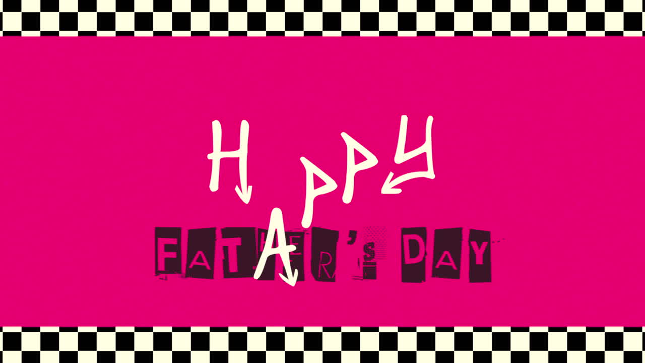 Animation text Fathers day on red hipster and retro background with noise in 90 style