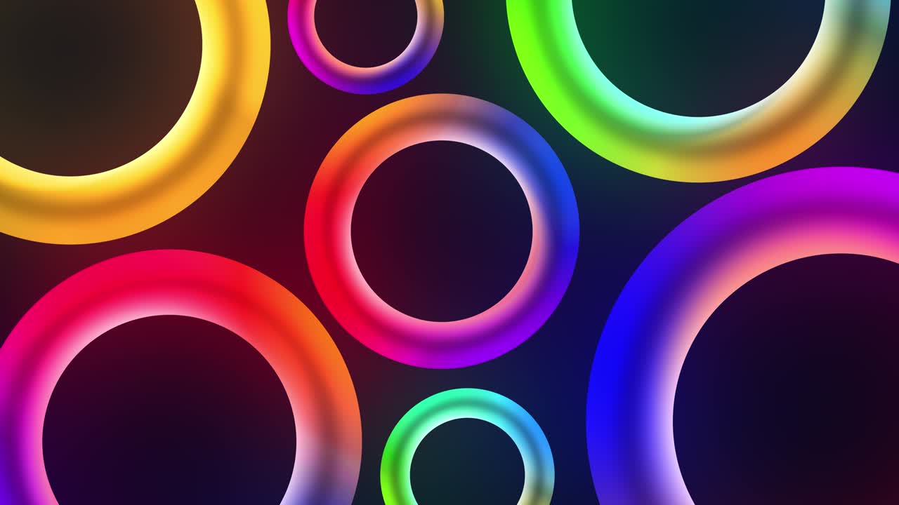 4K Glowing Colorful Led Circles Loop Motion Graphic Background