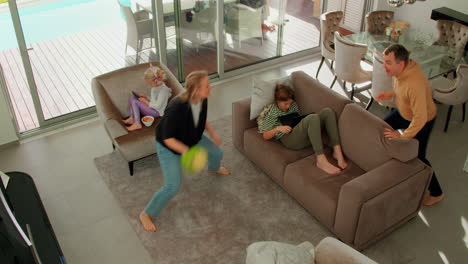 parents playing near children using devices