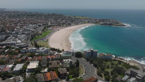 Above-drone-shot:-the-fascinating-expanse-of-Bondi-Beach,-one-of-Australia's-coastal-jewels