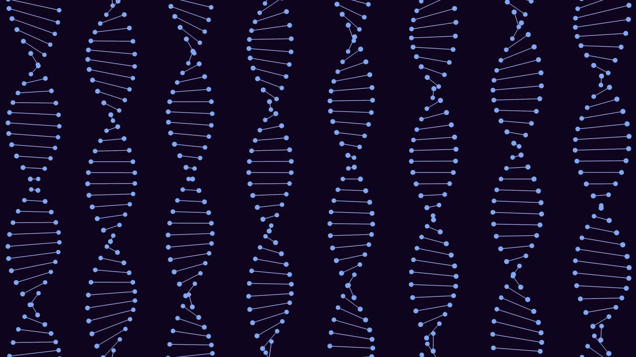A visual depiction of a blue-lined, DNA-like pattern set against a black backdrop, showcasing a wavy structure reminiscent of genetic helix shapes