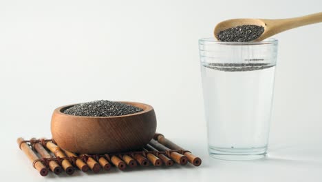 chia seeds in a glass of water