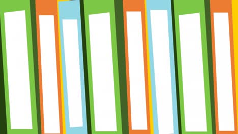 animation of multicolored books over abstract pattern against gray background