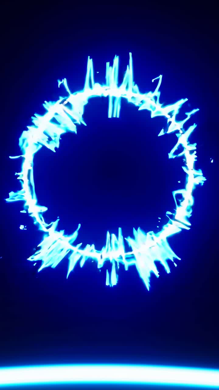 A glowing blue energy ring with electric sparks, captured from a front-facing angle, evokes a sci-fi
