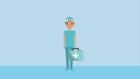 doctor surgeron holding first aid kit medical emergency