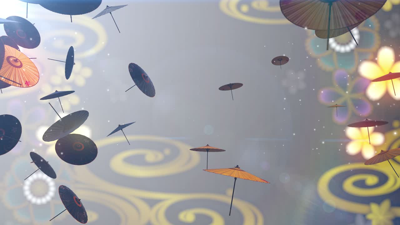 일본어 중국어 우산 살 입자 루프 애니메이션