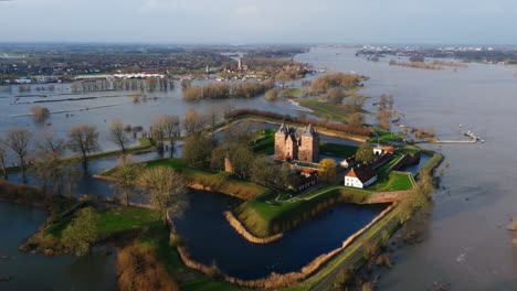 flooded castle island aerial view