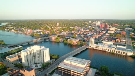 powerful sunset aerial in rockford illinois suburbs