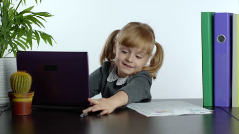 La-Colegiala-Infantil-Aprende-Lecciones-En-Casa.-Educación-A-Distancia-Durante-La-Cuarentena-Del-Coronavirus.-Aprendizaje-Electrónico