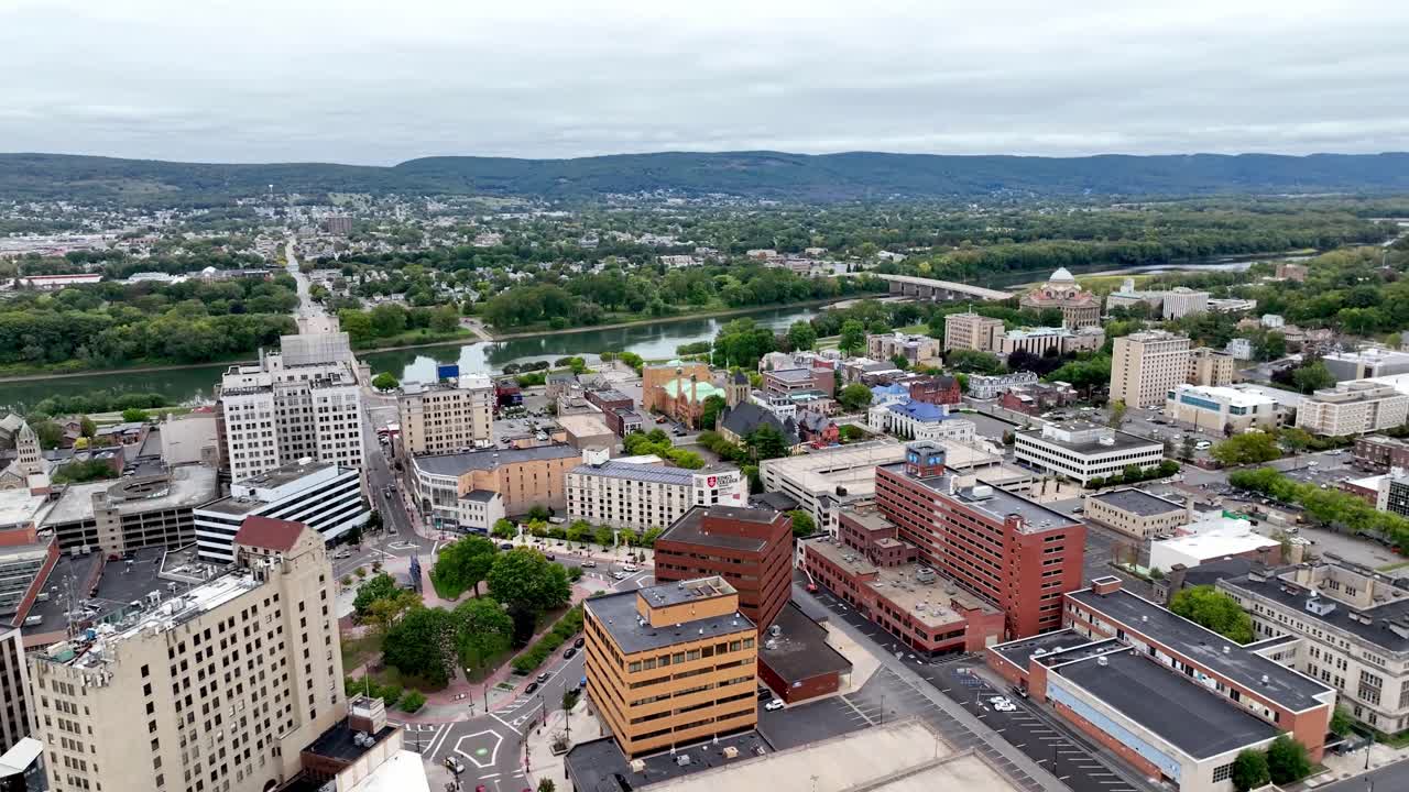 Aerial View of a City Near a River