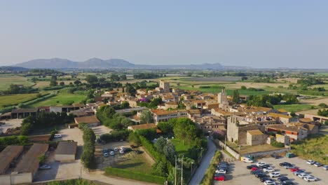 Panning-aerial-shot-of-Palau-Sator-Emporda