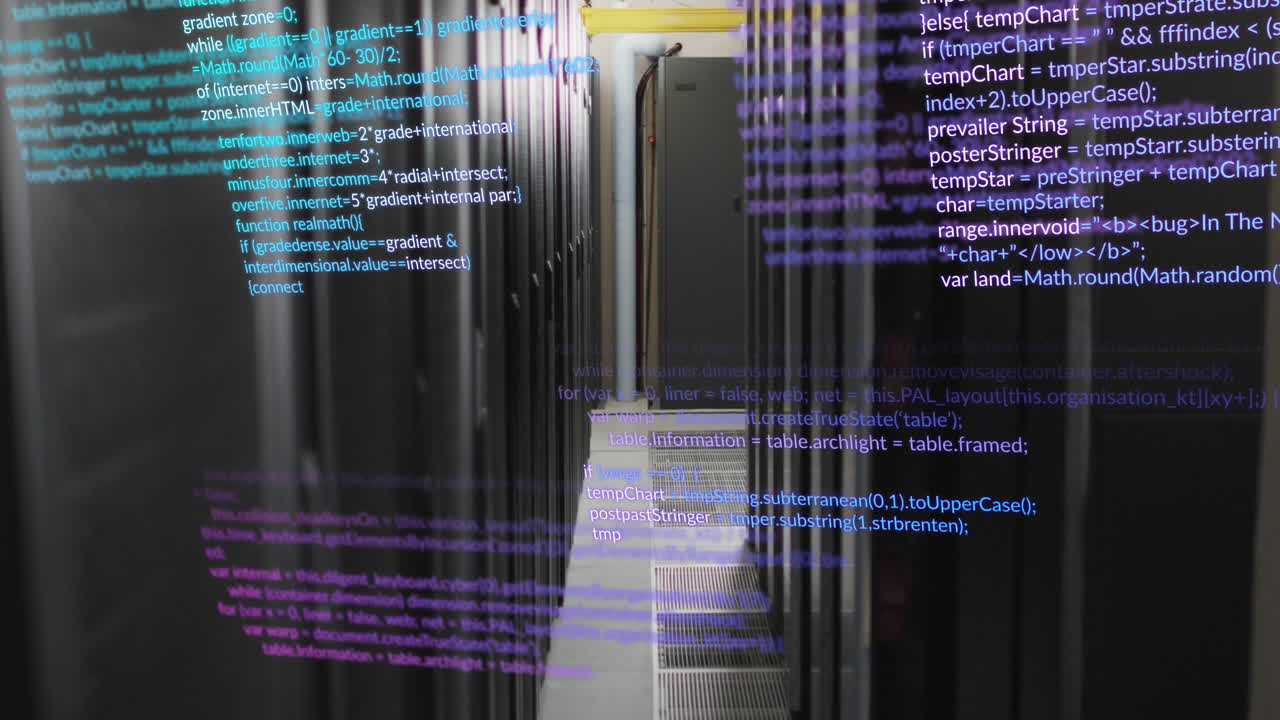 animación del procesamiento de datos en la sala de servidores