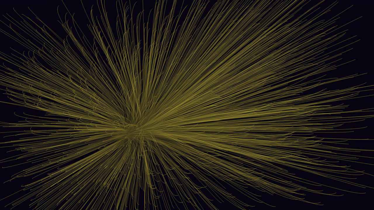 Abstract image showing a yellow spiral of thin, golden lines set against a black backdrop, creating a mesmerizing swirling pattern