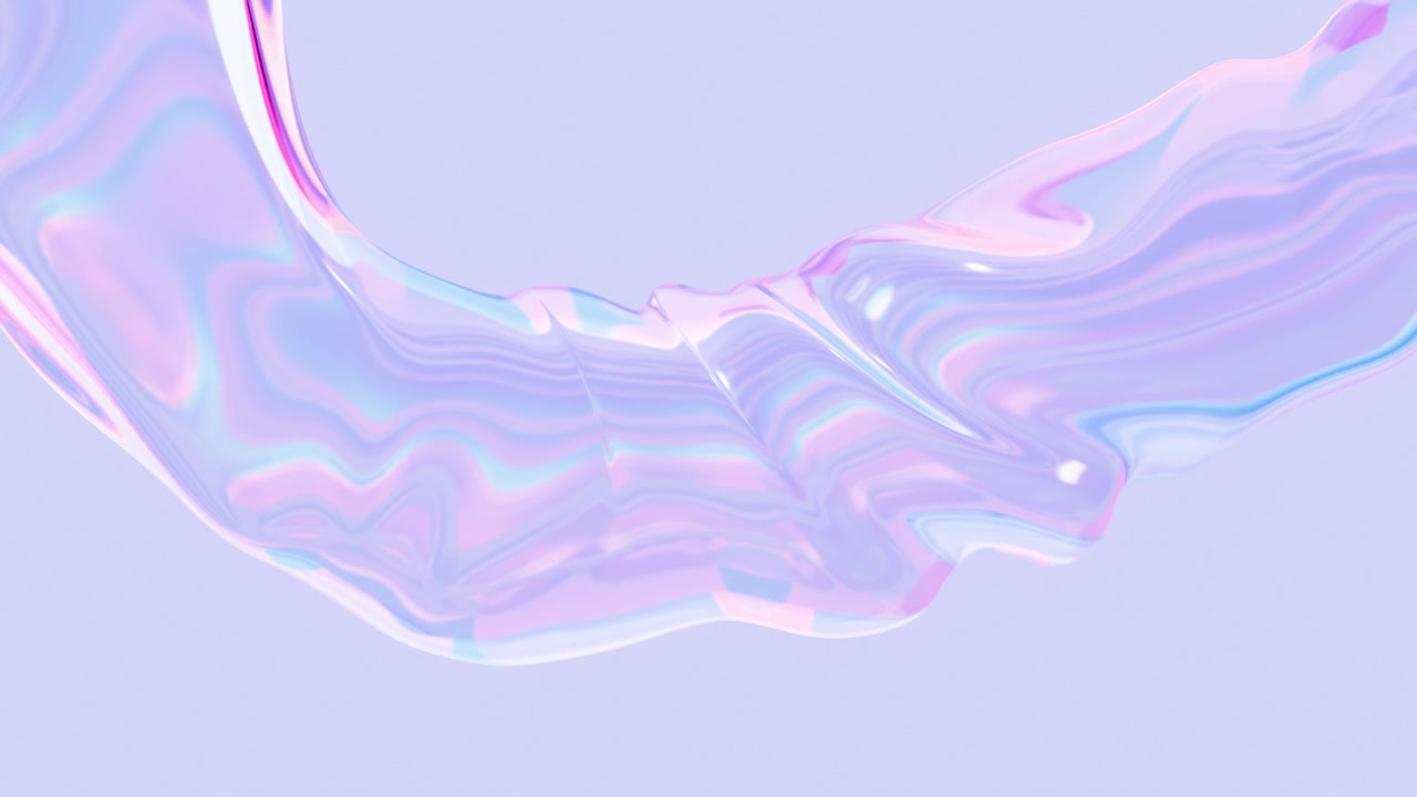 Iridescent Wavy Liquid Sphere on Pastel Purple Background