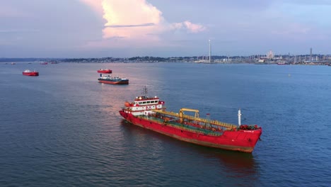 lpg carrier ship floating near the balikpapan port in east kalimantan, indonesia