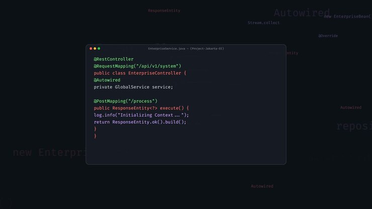 Software Developer Writing Java Code in a Terminal Editor