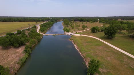 aerial footage of the blanco river in blanco texas in the texas hill country-1