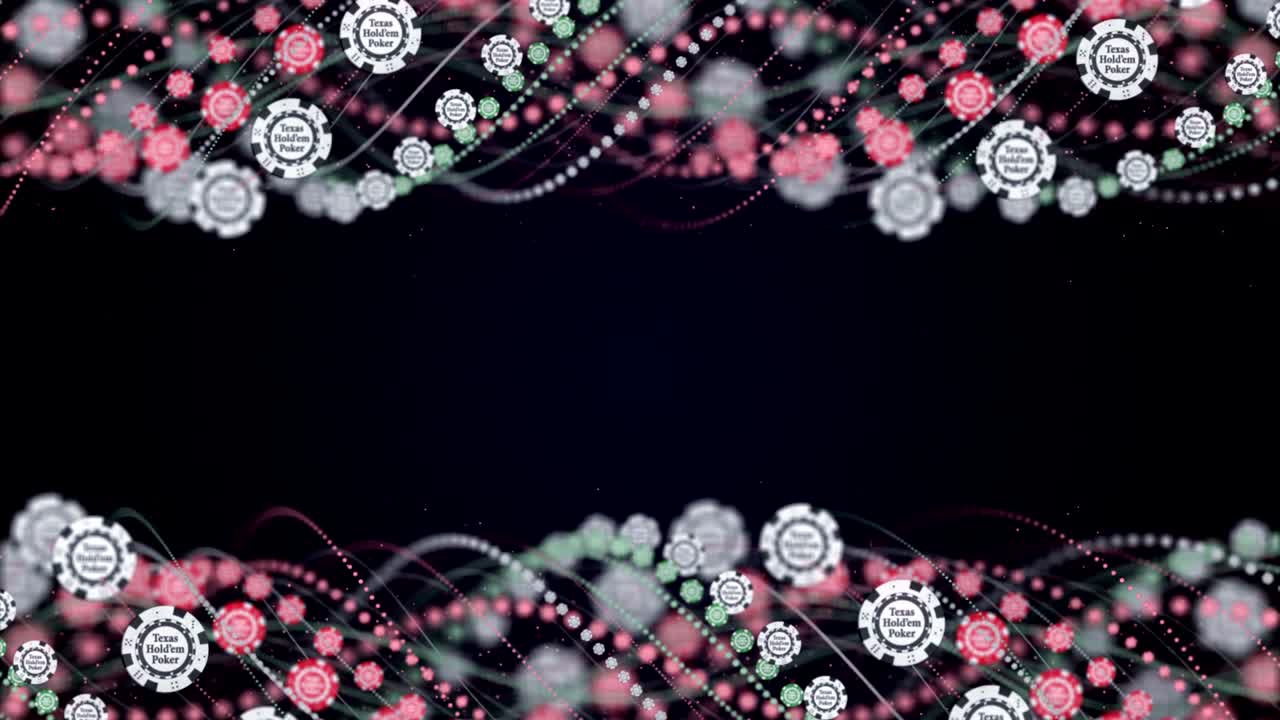 fichas de póquer con texas hold'em póquer animación de texto, fondo, renderización, con canal alfa, bucle