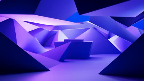 abstract geometric purple and blue studio background with pedestal