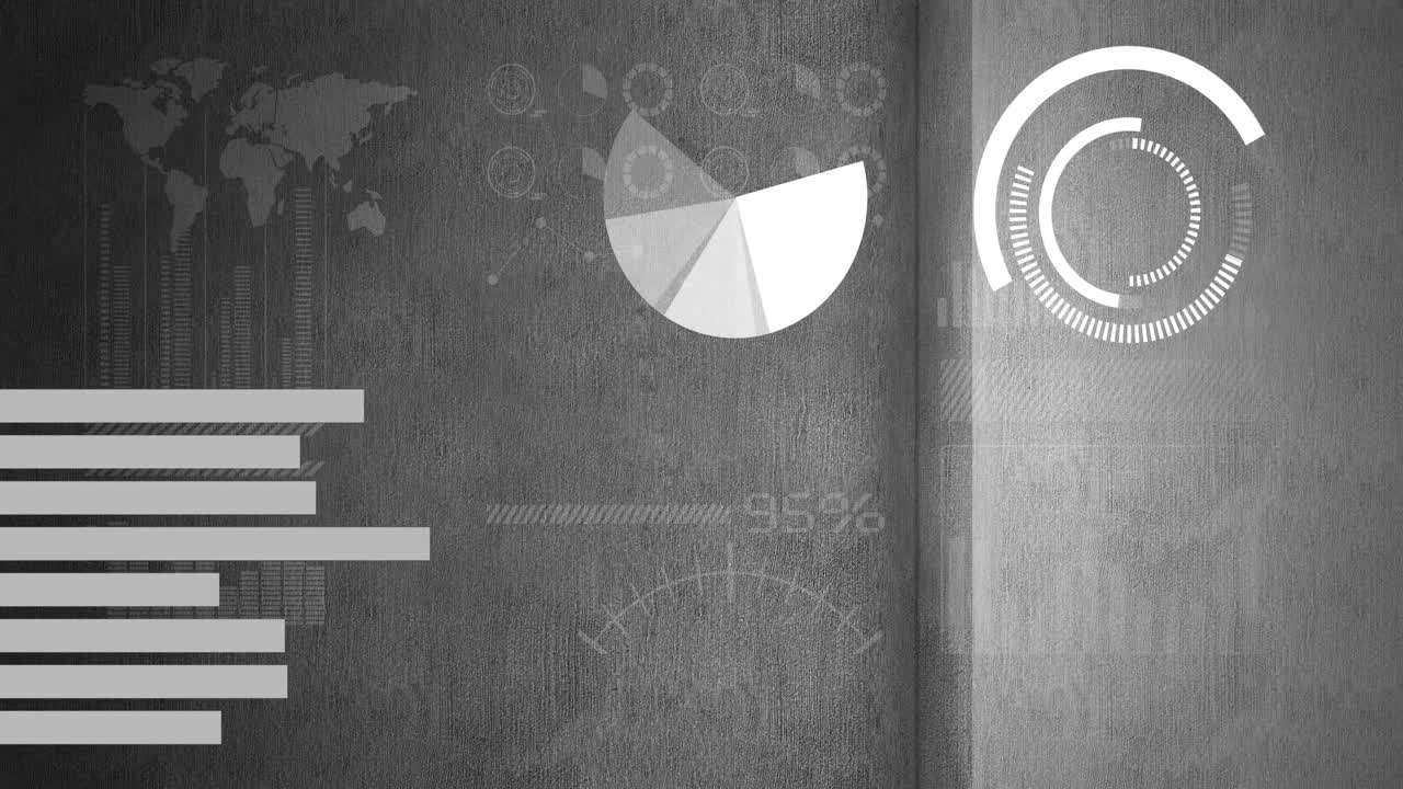 Graphs and pie charts in digital media 4k