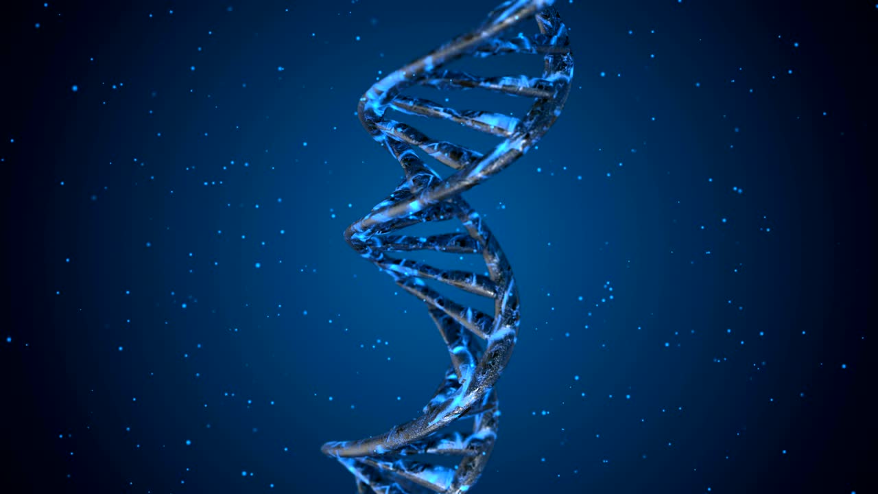 DNA code. Abstract 3d polygonal wireframe DNA molecule helix spiral. Loop animation.