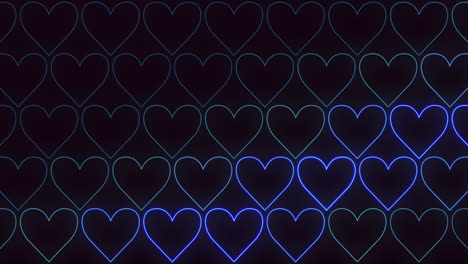 intricate floating hearts black and blue pattern on dark background