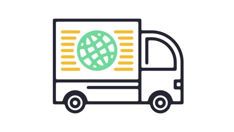 global delivery line icon animation